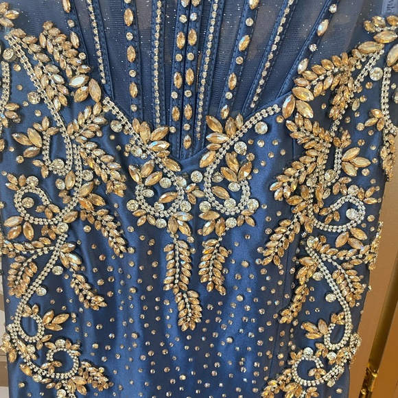 Ellie Wilde Slate/Gold Prom Gown  EW37055 Size 2 - Picture 5 of 10